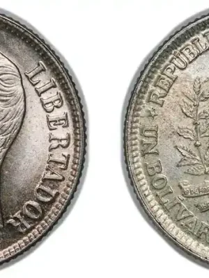 Nur solange der Vorrat reicht | 1 Bolivar Venezuela Fourth Republic 1954 1 Bolívar Silver (.835) (Copper .165) (13500000) 5.09g UNC Y 37 NCV mv1bs-ba unz