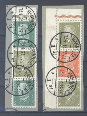 Neu im Sortiment - Deutschland vor 1945 Dt. Reich Zusammendrucke Michel Nummer S 43 und S 47 gestempelt