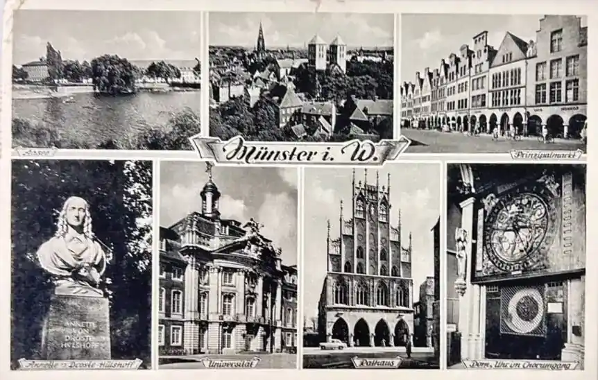 Sicher einkaufen | Deutschland Ansichtskarte Münster 1956 Münster in Westfalen mehrfach leicht geknickte Ecke