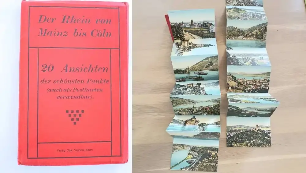 Beliebt | Deutschland Ansichtskarten color um 1900 Leporello mit 20 Ansichten AK Rhein von Köln bis Mainz gut