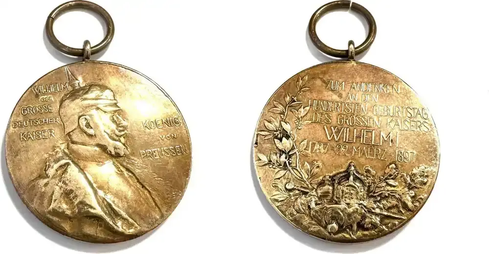 Deutschland Bronzemedaille Kaiser Wilhelm der Große um 1897 Zentenarmedaille Bronze Zum Andenken an den hundersten Geburtstag des grossen Ka Rückseite leicht verschmutzt - Preis gesenkt