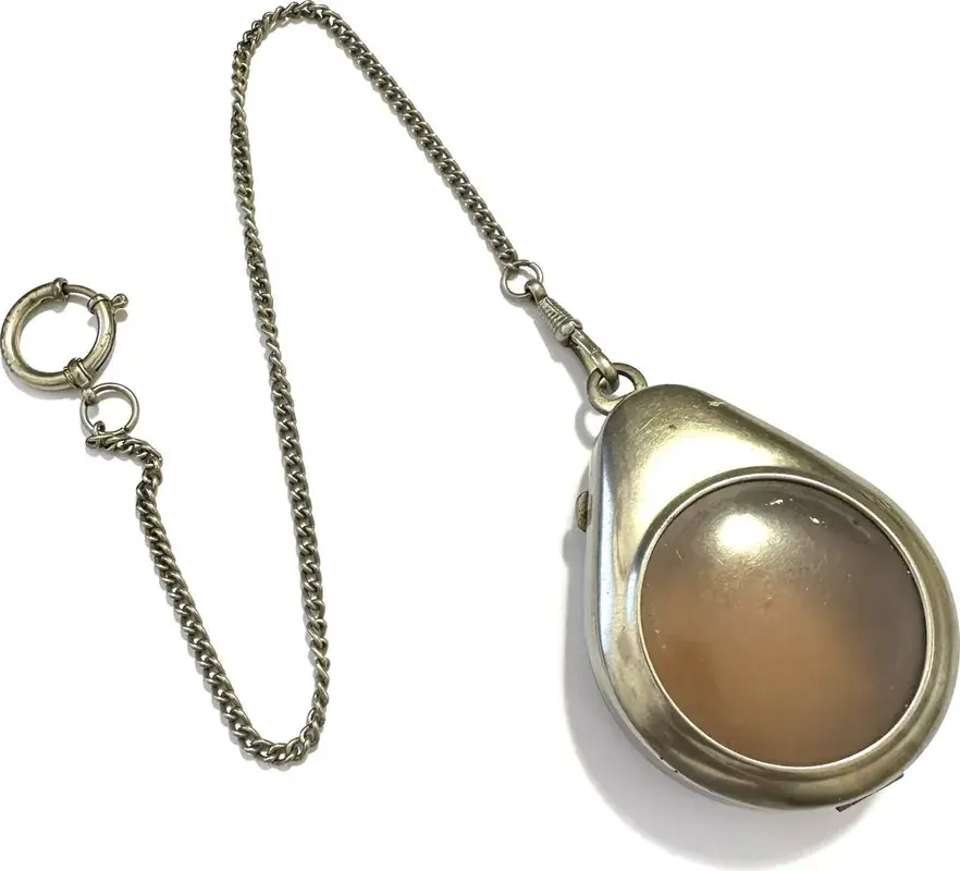 Deutschland Staubhülle Schutzhülle für Taschenuhr mit Uhrkette um 1900 Metall Hülle 23 mit Uhrkette Gebrauchsspuren - Sehr gut bewertet