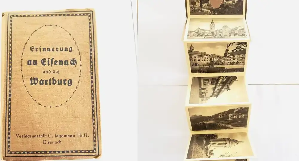 Deutschland Leporello Eisenach ca. 1900 12 Ansichtskarten Erinnerung an Eisenach + die Wartburg gut - Kundenfavorit
