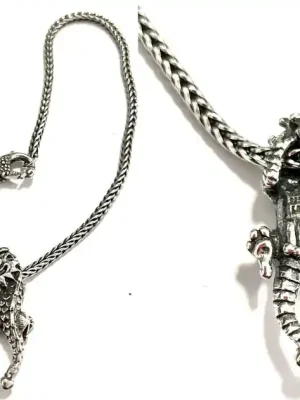 Zopfkette mit Drachenanhänger und Doppelkopf Schwa abnehmbarer Karabiner Doppelschwan Zopfkette + Anhänger 925er Sterling Silber - Direkt kaufen