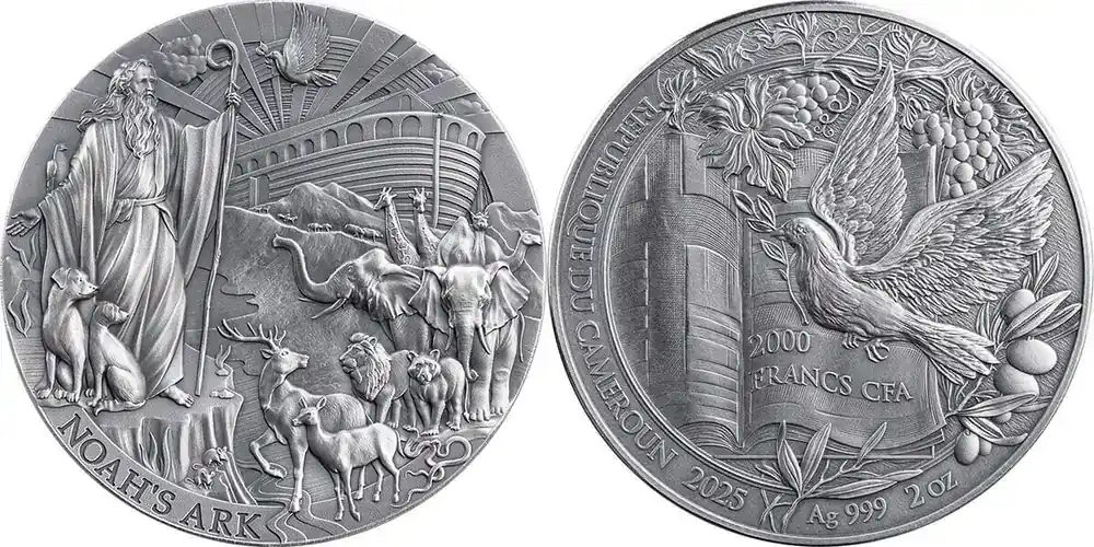 Preiswert - 2026 2025 Republic of Cameroon 2000 francs CFA Bible Stories – The Noah‘s Ark Ag Antique finish