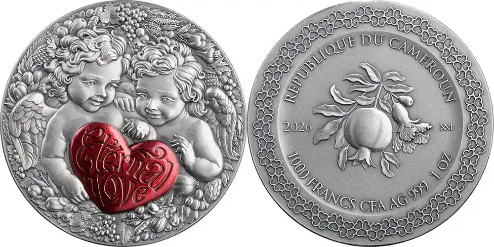 2026 Republic of Cameroon 1000 francs CFA Celestial Beauty – Eternal Love Ag Antique finish | Sofort kaufen