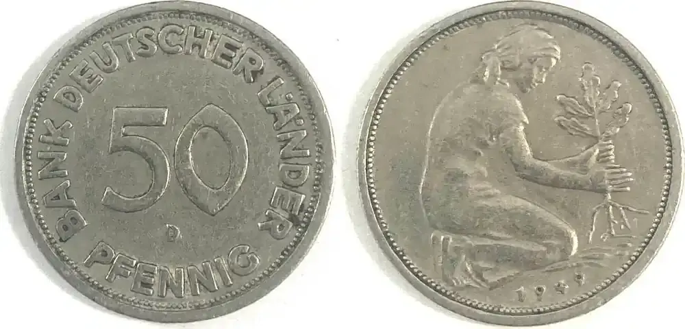 Deutschland 50 Pfennig BdL 50 Pfennig Bank deutscher Länder 1949 D ss - Sofort lieferbar