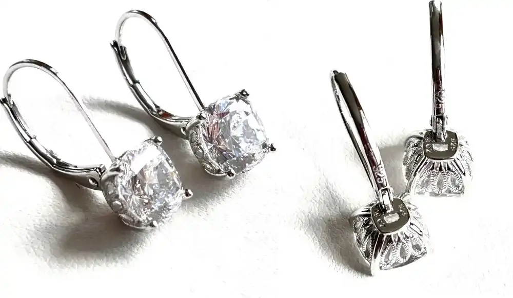 Ohrhänger 925 er Silber Ohrhänger mit Zirkonia im Kissenschliff 925 er Sterling Silber Ohrringe CZ sehr gut - Sofort kaufen