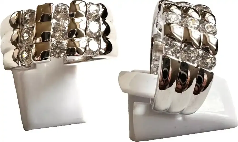 Ring Gr. 62 Zirkoniaring 3 Reihen Zirkonia Besatz DQCZ 925 er Sterling Silber sehr gut | Preiswert