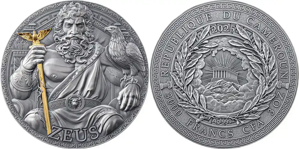 2025 Republic of Cameroon 3000 francs CFA The Great Greek Mythology – Zeus Ag Antique finish | Auf Lager