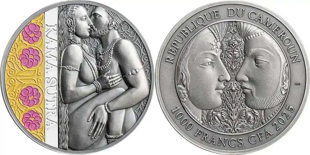 Kama Sutra I Moments of Love 1 oz Antique finish Silver Coin 1000 Francs CFA Cameroon 2025 - Jetzt sparen