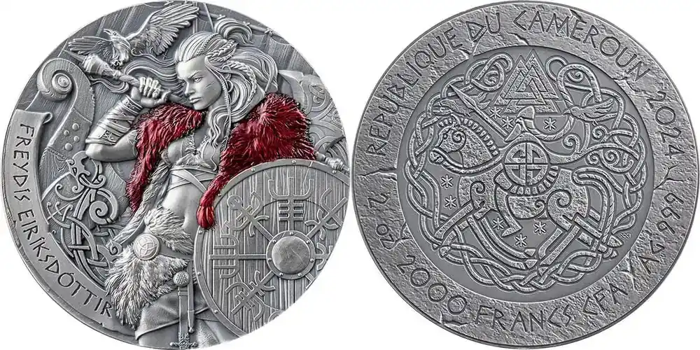 Angebot | Freydis Eiriksdottir The Way to Valhalla 2 oz Antique finish Silver Coin 2000 Francs CFA Cameroon 2024