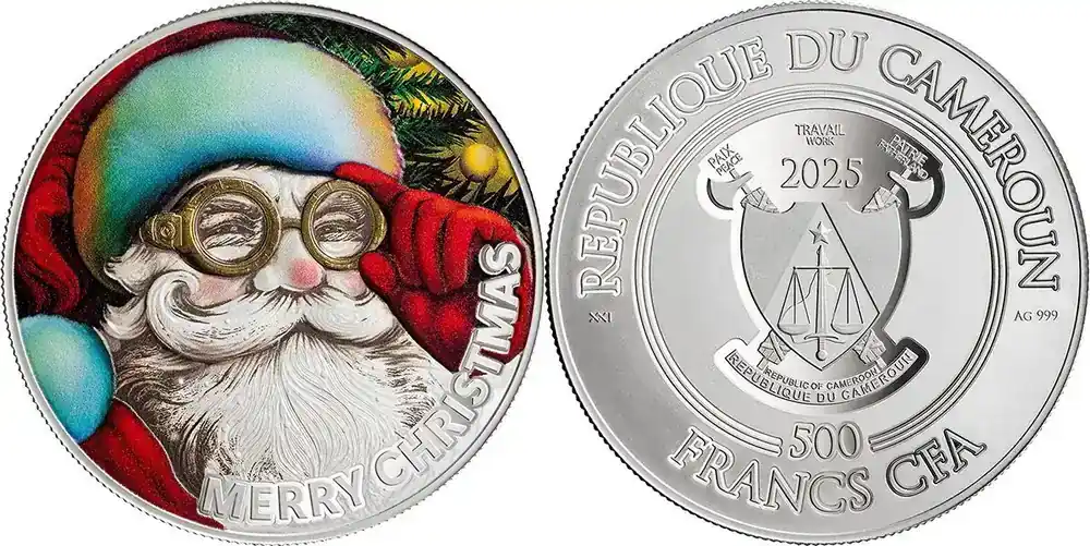 Preisvorteil - Santa Claus 1/2 oz Proof-like Silver Coin 500 Francs CFA Cameroon 2025