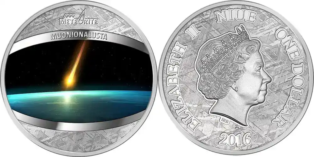 1 Dollar Muonionalusta Meteorite 1 oz Proof Pure Meteorite Coin 1 Niue 2016 Antique finish - Herstellerpreis