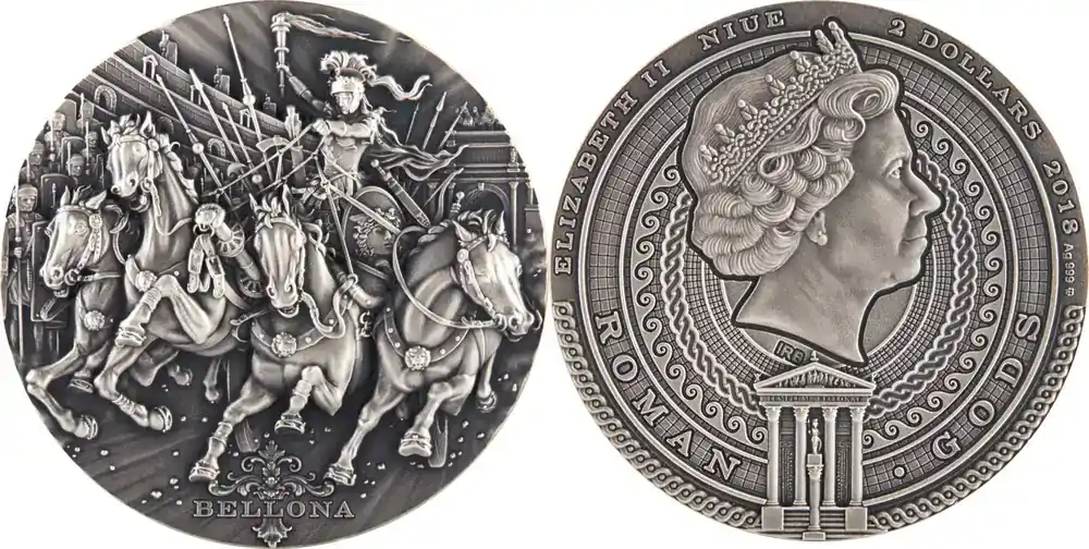 2 dollars Niue 2018 2 Bellona – Roman Gods 2oz Antique Finish Silver Coin - Nur noch kurze Zeit