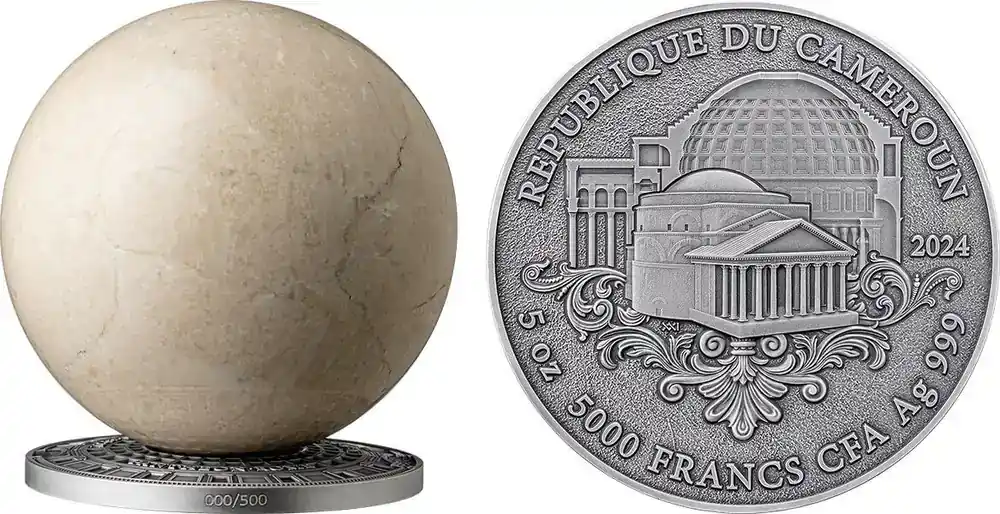 Extra-Rabatt | The Eye of Pantheon 5 oz Antique finish Silver Coin 5000 Francs CFA Cameroon 2024