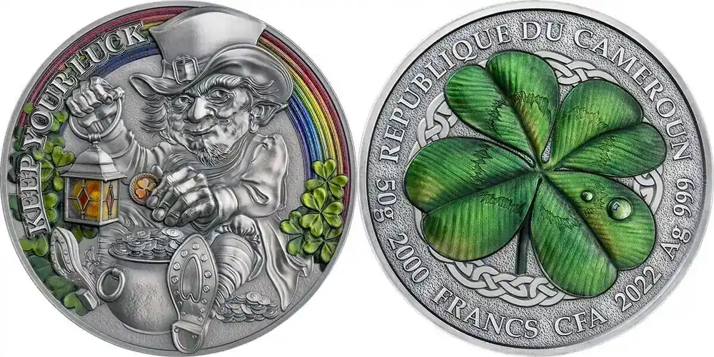 Cameroon 2022 Keep Your Luck 50 g Antique finish Silver Coin 2000 Francs CFA - Beliebt