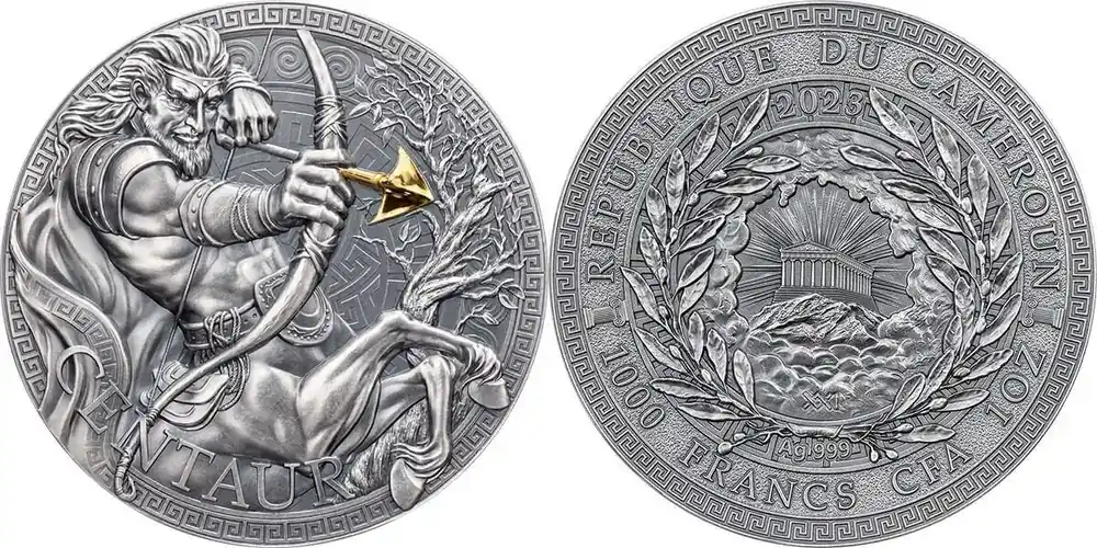 Cameroon 2023 Centaur The Great Greek Mythology 1 oz Antique finish Silver Coin 1000 Francs CFA - Vorteilspreis