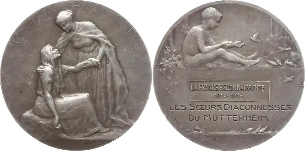 Frankreich, 3. Republik Silbermedaille o.J. (1914 – 1915) v. Louis Desvignes, Prämie für die Pflege Kranker im 1. Weltkrieg, CHARITE Selten, vorzüglich, mattiert, winz. RF - Einfach bestellen