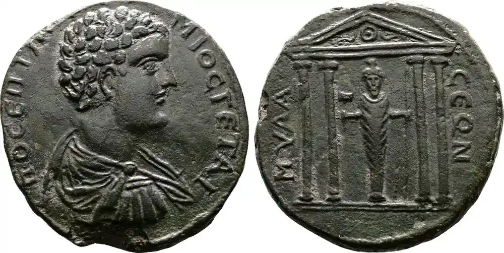 Top-Angebot - Roman Provincial Medallion 198-209 AD Caria, Mylasa, Geta, as Caesar. Youth Geta‘s Portrait of Lovely Provincial Style vz-