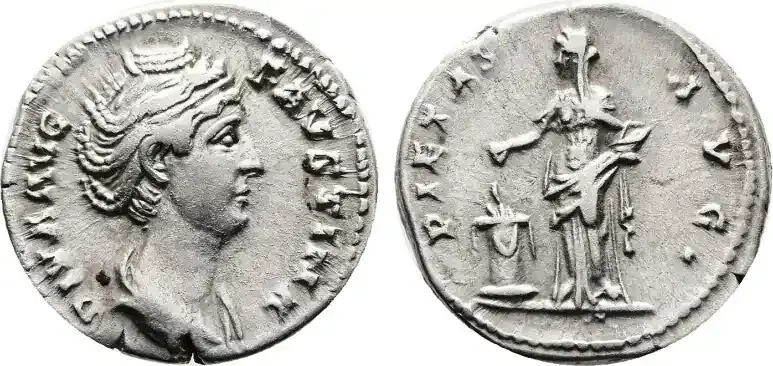 Zertifiziert - Roman Empire Denarius After AD 141 Faustina I. ss+