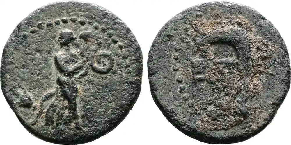 Greek AE 1st. Century BC. Pisidia. Etenna. Nymph in Long Chiton Standing right, Holding Snake. Ss - Super-Preis