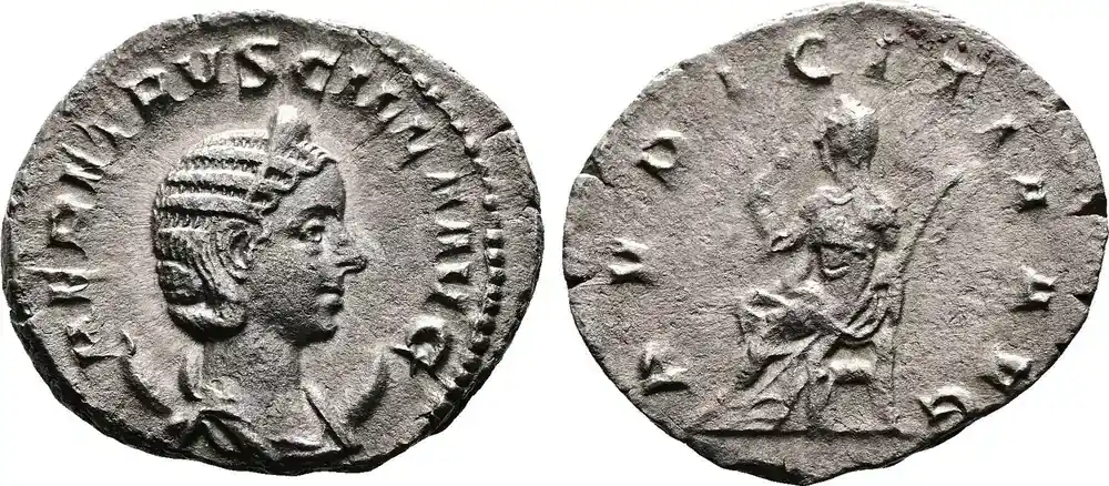 Neu hinzugefügt - Roman Empire Antoninianus 249-251AD Herennia Etruscilla. Old Cabinet Tone Contrasting with Yellowish Minting Hues. g, Very Fine