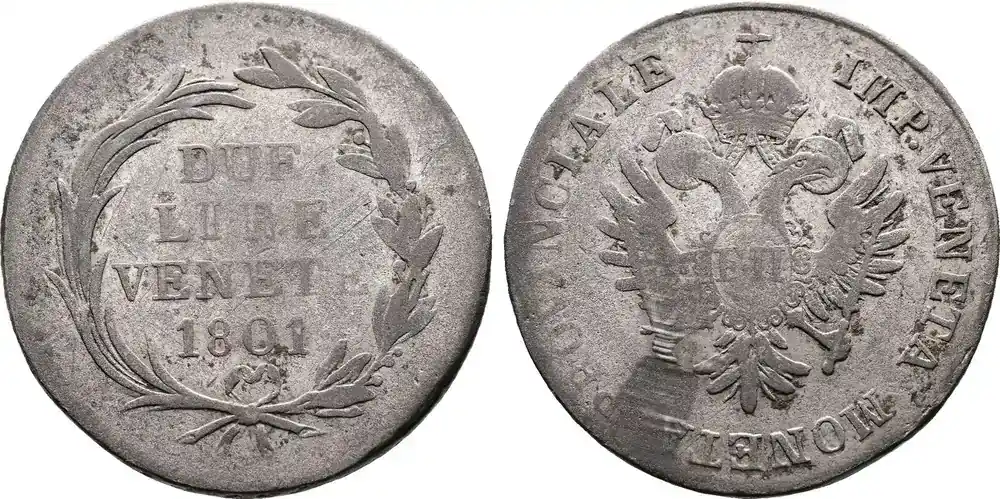 Neuheit - Italy, Venezia, Venice, Venedig 2 Lire 1801 Venice. (Austrian Occupation Coinage) s