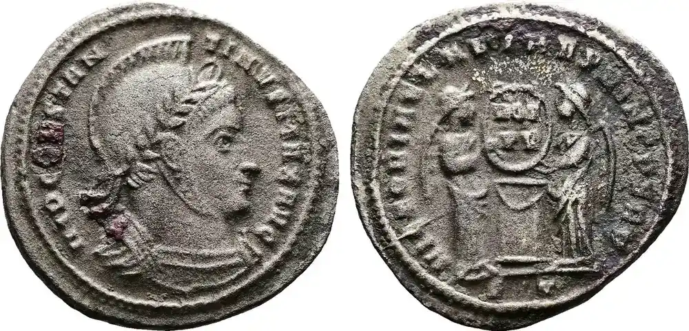 Sicher einkaufen | Roman Empire Billon Argenteus 318-319 AD. Interesting Billon Pseudo-Argenteus Issue Gut Ss