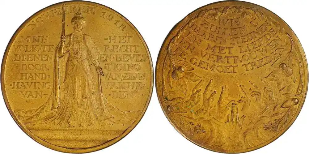 Netherlands Historical Medal 1918 Königin Wilhelmina – Kundgebungen gegen die Novemberrevolution / Wienecke EF | Kundenfavorit