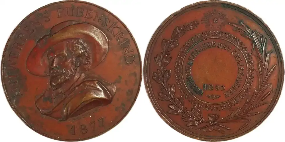Belgium Medal 1890 Antwerpener Rubenskring – Ausstellung mit Preisverleihungen / Baetens VF - Rabatt