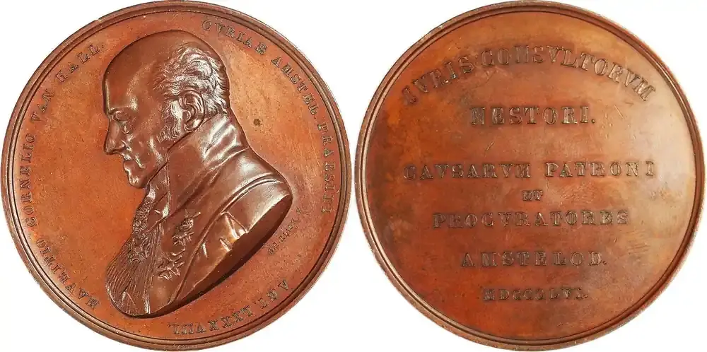 Neu eingetroffen - Netherlands Historical medal 1856 Cornelis van Hall – Präsident des Amsterdamer Gerichts / Elion VF+