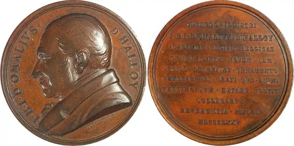 Verfügbar - Belgium Historical medal 1875 Julien d’Omalius d’Halloy –Belgischer Geologe und 59 Jahre Mitglied der Akademie EF