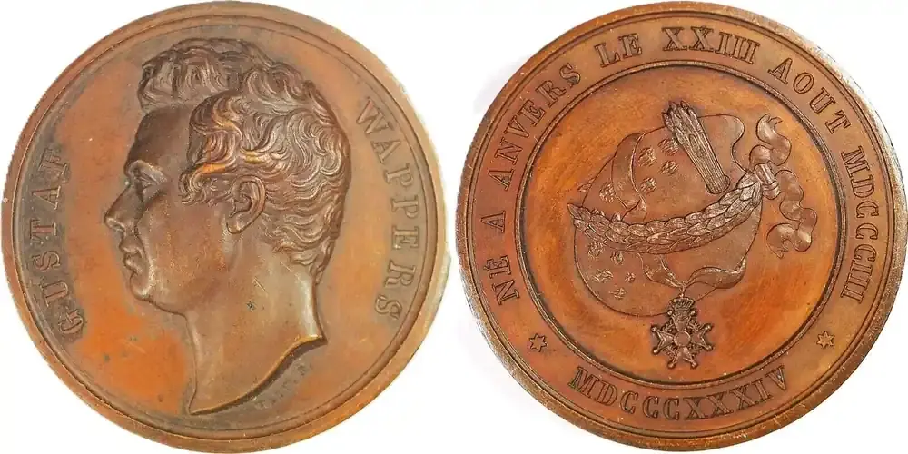 Belgium Medal 1834 Gustaf Wappers – Belgischer Maler / Hart EF | Sichere Zahlung