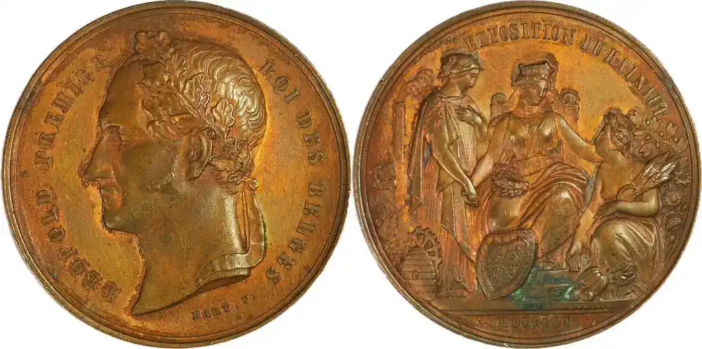 Belgium Medal 1851 Leopold I – König der Belgier, Ausstellung von Hennegau – Hart VF+ - Super-Preis