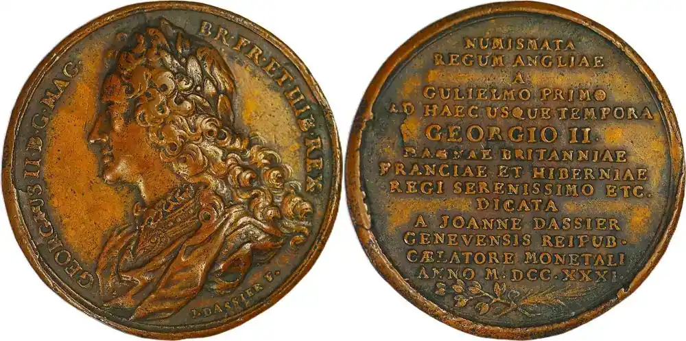 Jetzt zugreifen | Great Britain Historical medal (1731) Georg II. von Großbritannien – Serie „Könige von England“ von Jean Dassier VF