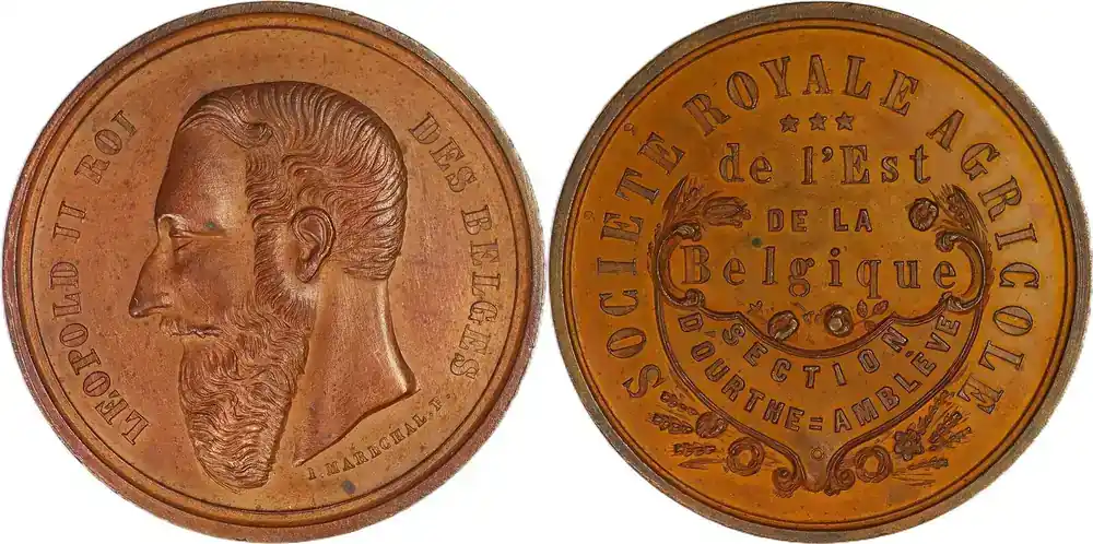Belgium Historical medal N.D Leopold II – Königliche Landwirtschaftsgesellschaft des Ostens von Belgien EF - Neue Ware