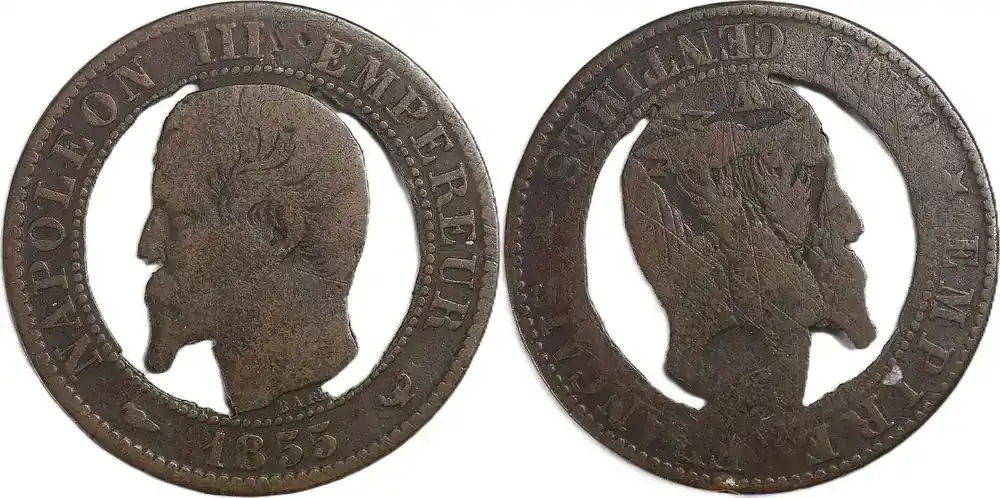 France 5 Centimes (1855) Carved Bust of Napoleon III VF - Hohe Qualität