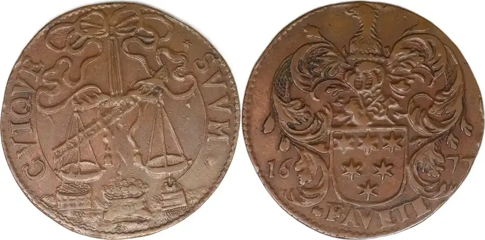 Topseller - Southern Netherlands Jeton 1677 Brussels – FAVETE / SUUM CUIQUE – Jean Cools VF+