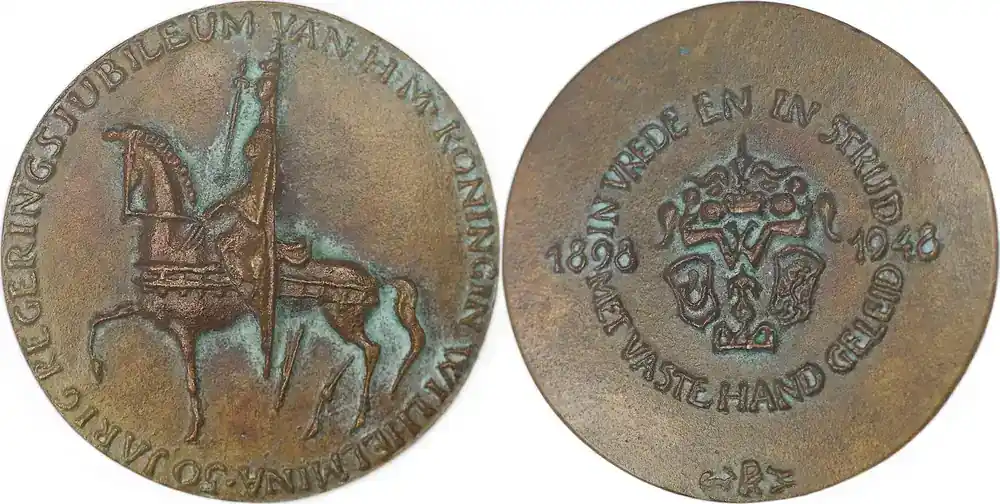 Netherlands Historical medal 1948 50-jähriges Thronjubiläum von Königin Wilhelmina – Louise Metz – VPK UNC | Sale