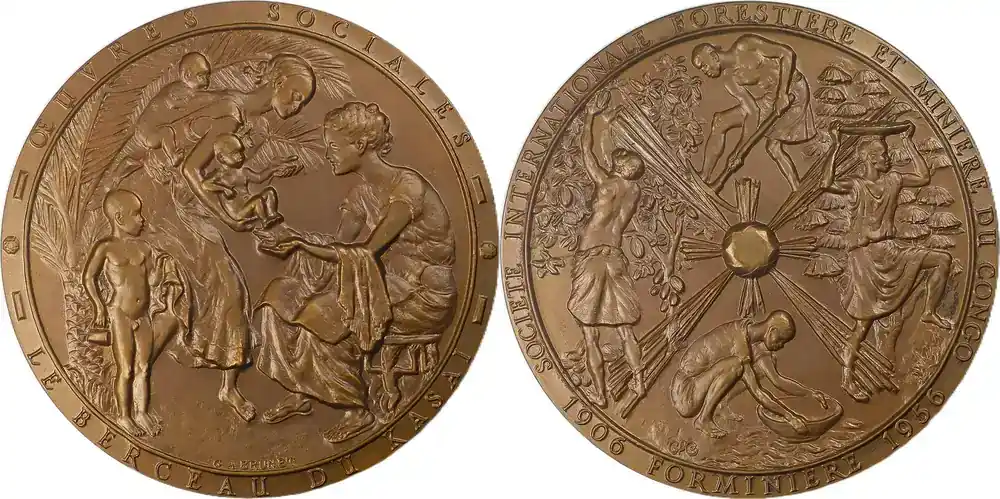 Belgian Congo Historical medal 1906-1956 50th Anniversary of the Societe Internationale Forestiere et Miniere EF+ - Topseller
