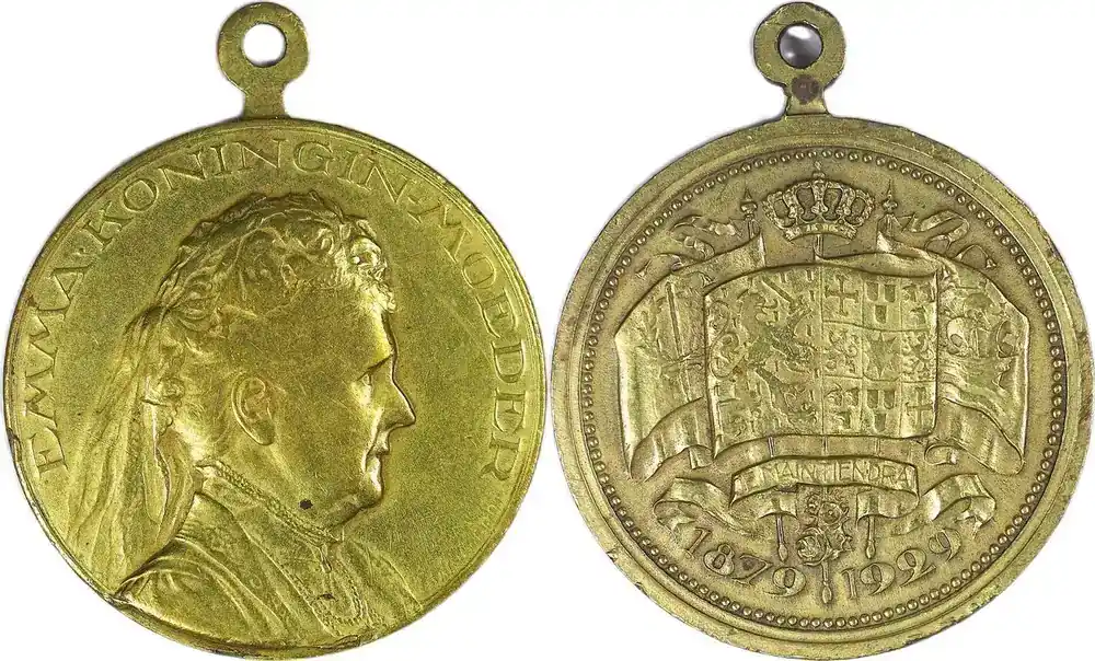 Netherlands Historical medal 1929 Königin Emma 50 Jahre in den Niederlanden – Van Goor VF | Knallerpreis