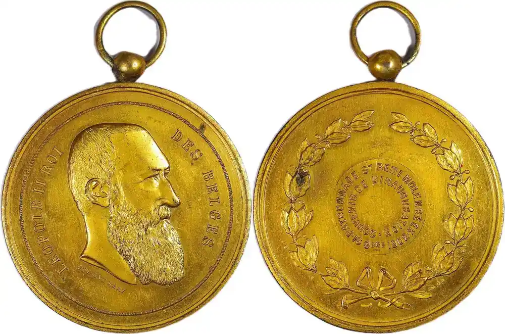Belgium Historical medal 1902 Leopold II – St. Remi Molenbeek / Erinnerung an die Einweihung – Hart EF - Topseller