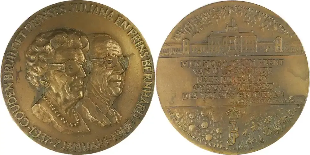 Werkspreis | Netherlands Historical medal 1987 Goldene Hochzeit von Prinzessin Juliana & Prinz Bernhard – Begeer aUNC