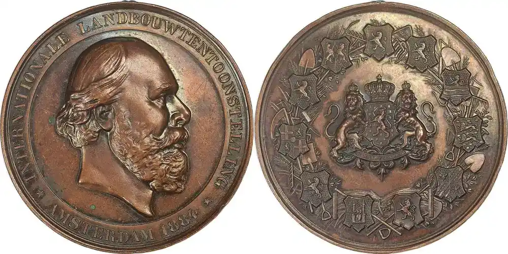Netherlands Historical medal 1884 König Willem III – Internationale Landwirtschaft Ausstellung – J.E. Ellion VF | Extra-Rabatt