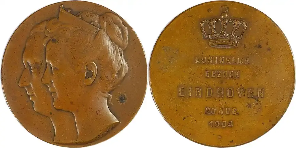 Netherlands Historical medal 1904 Wilhelmina & Hendrik – Besuch in Eindhoven / P. Pander VF+ - Premium-Qualität