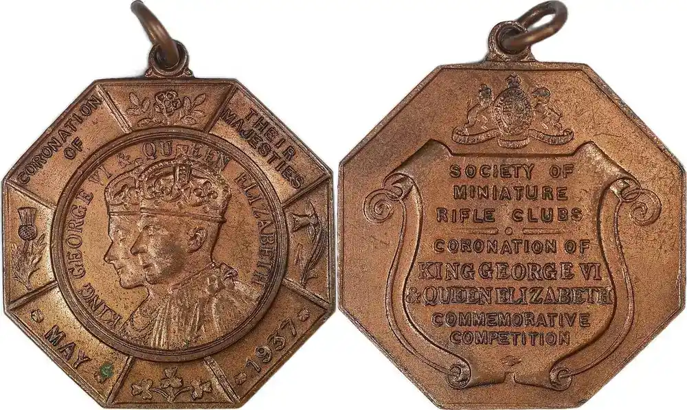 Werkspreis | United Kingdom Historical medal 1937 Krönung von König George VI und Königin Elizabeth – Society of Miniature rifles VF +