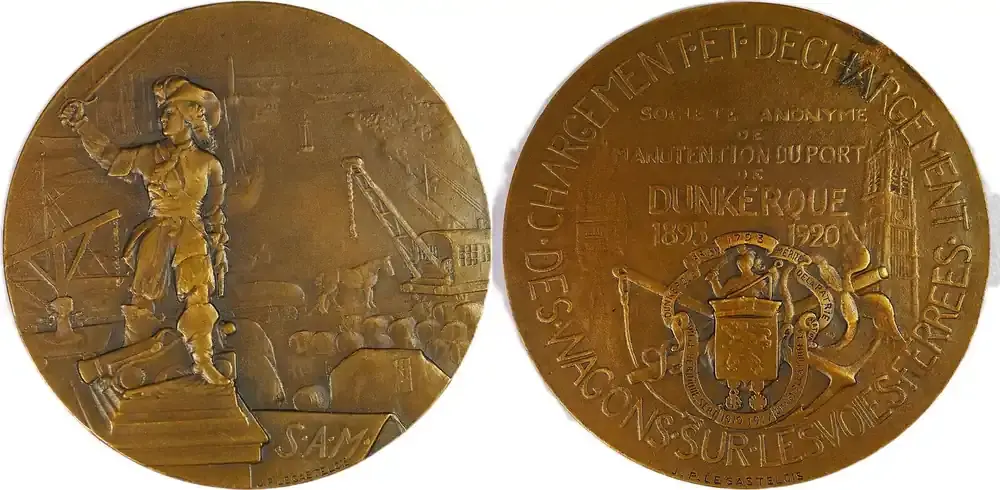 Jetzt verfügbar | France Historical medal 1920 Hafenarbeit in Dünkirchen – Société Anonyme de Manutention du Port EF