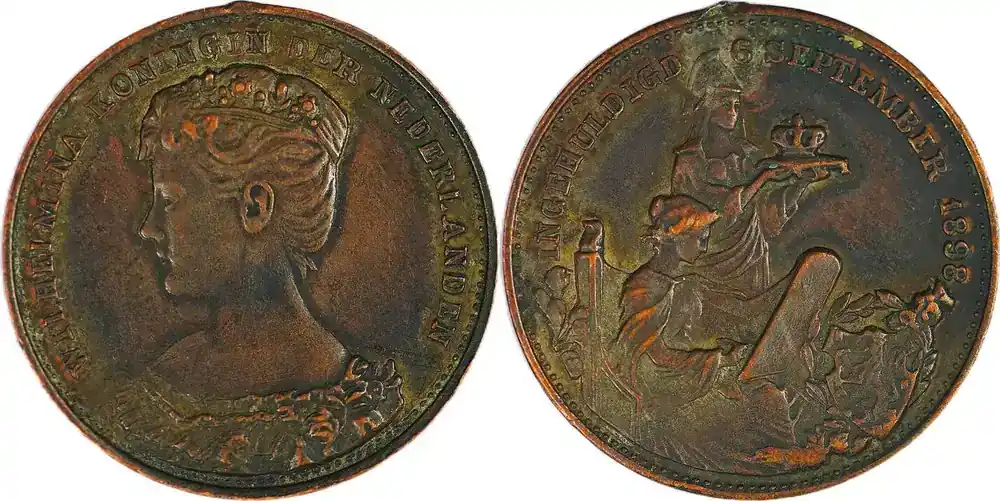 Netherlands Historical medal 1898 Einweihung Königin Wilhelmina – L.F Edema van der Tuuk VF - Jetzt kaufen