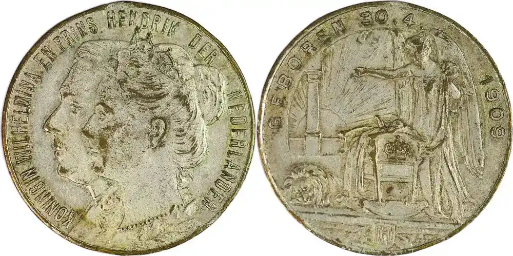 Fast ausverkauft - Netherlands Historical medal 1909 25-jähriges Regierungsjubiläum von Königin Juliana vf